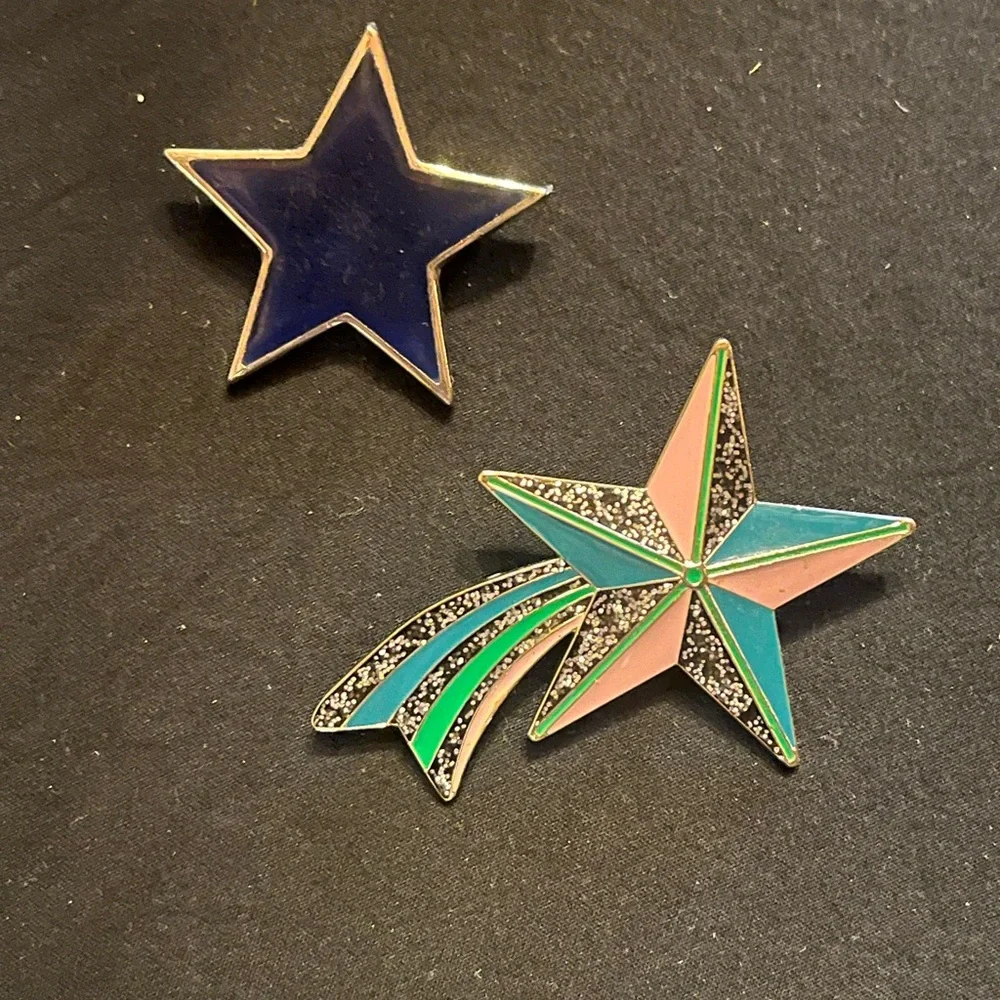 Star and Shooting Star Enamel Pins - Picture 1 of 4